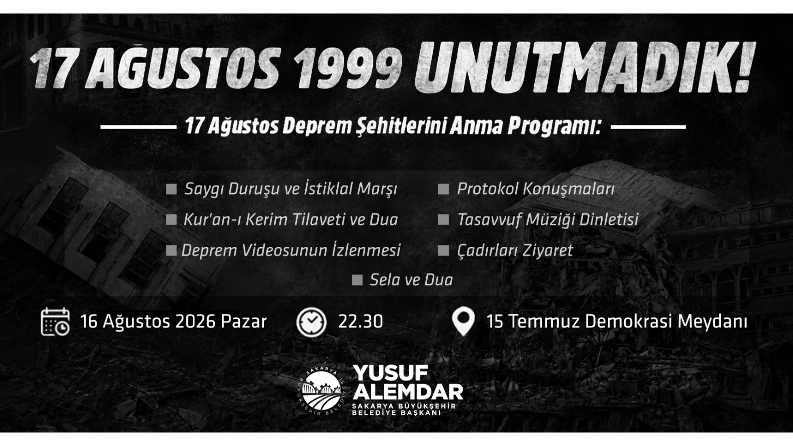17 Ağustos depremi 27. yılında dualarla anılacak