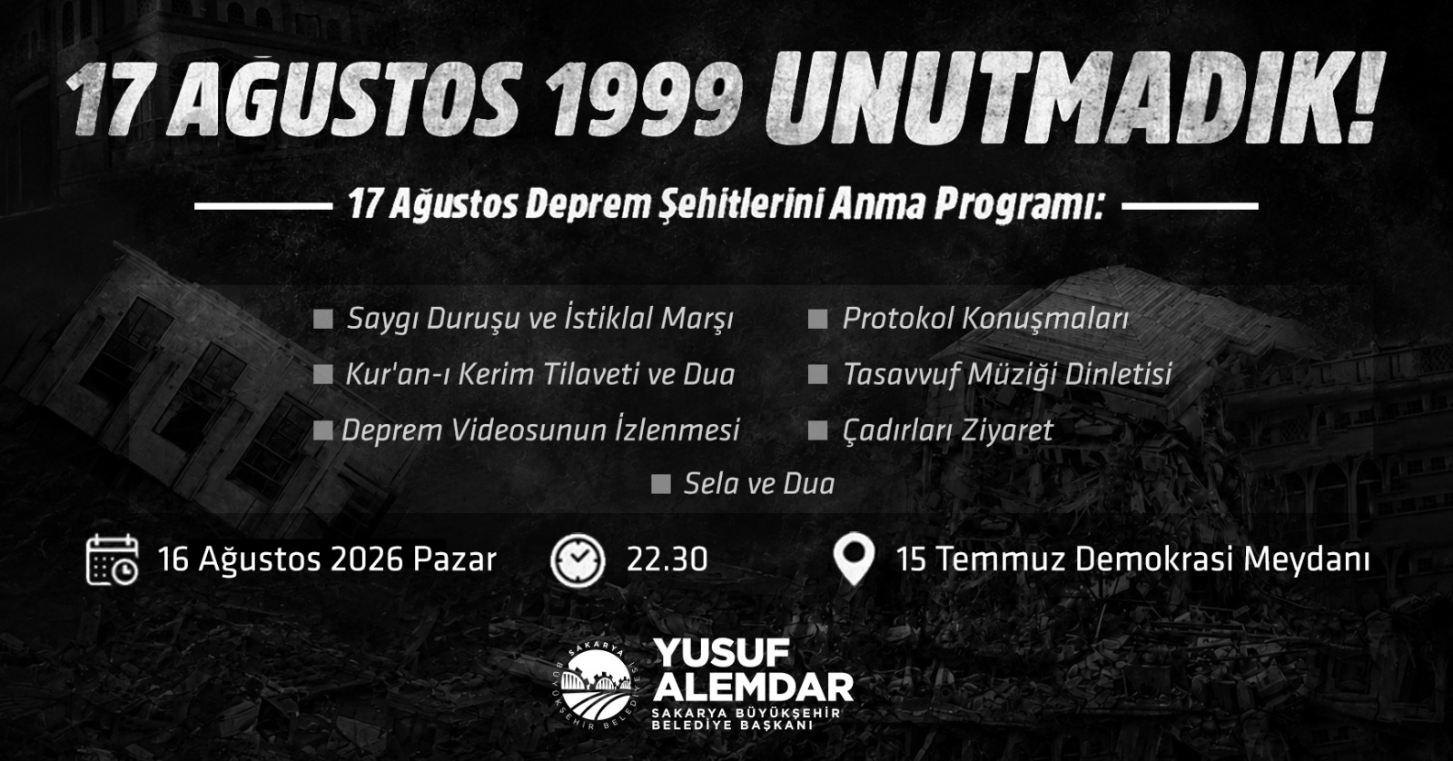 17 Ağustos depremi 27. yılında dualarla anılacak