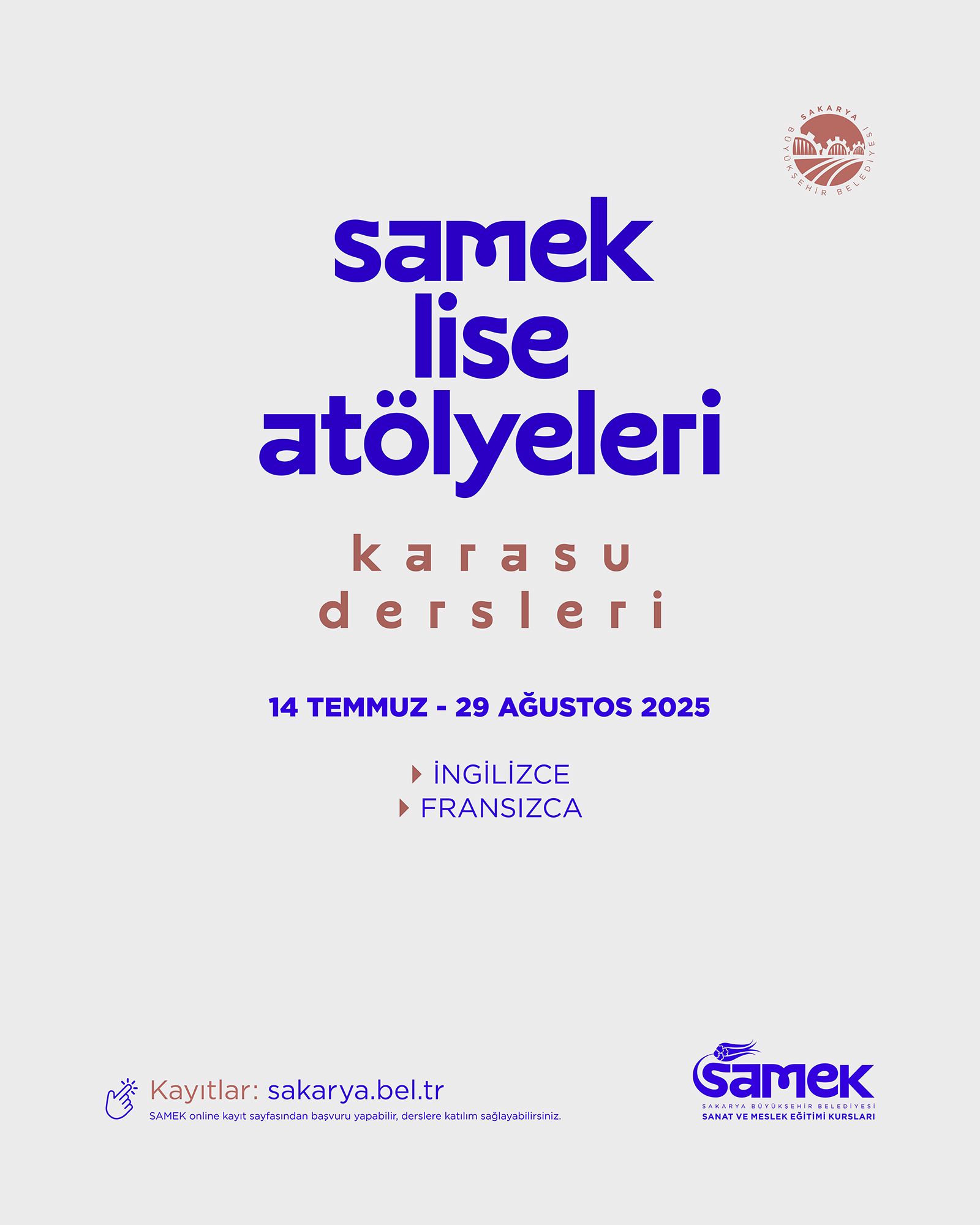 SAMEK Lise Atölyeleri’nde kayıtlar başladı