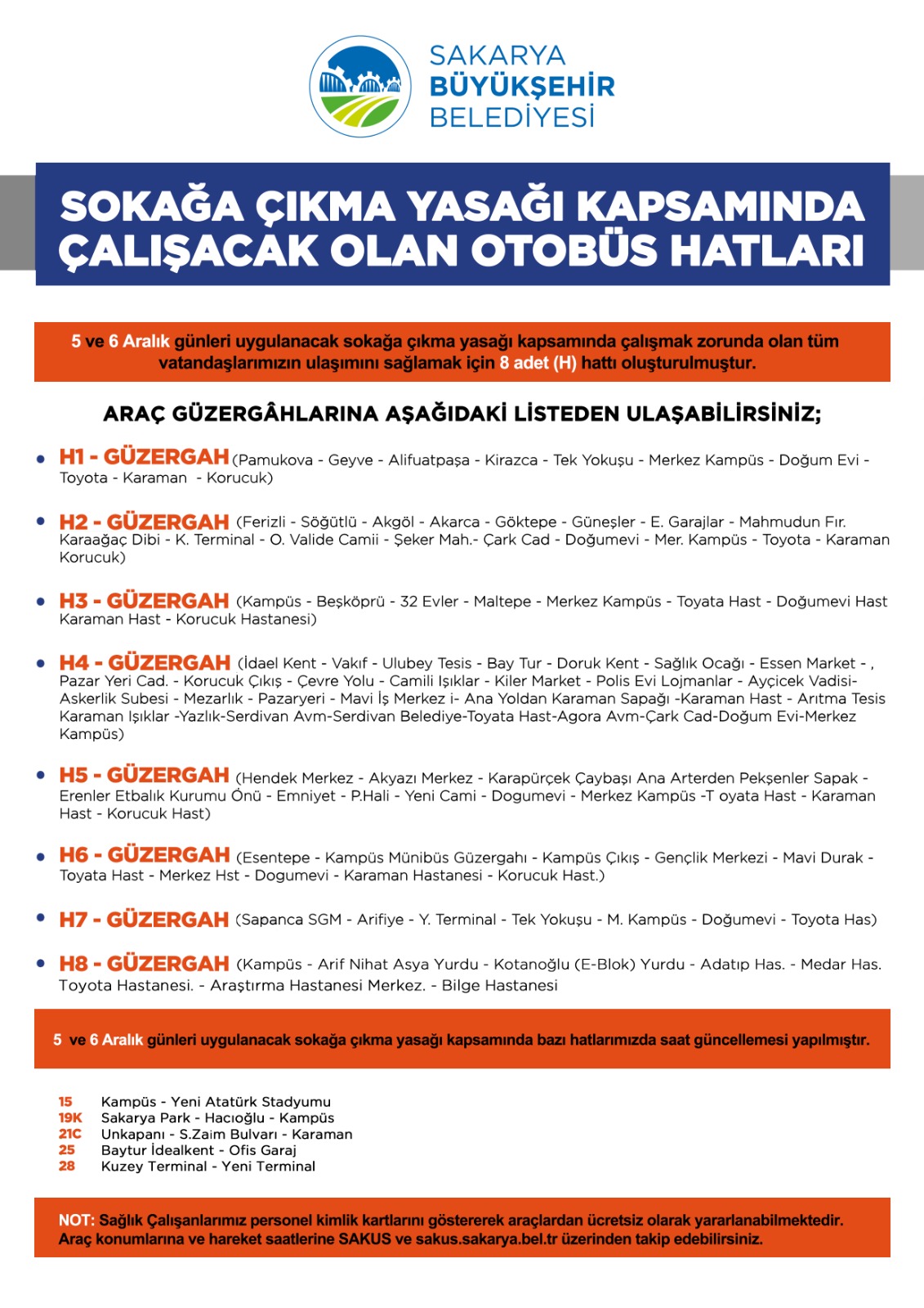 Sokağa çıkma yasağında çalışacak 8 yeni otobüs hattı