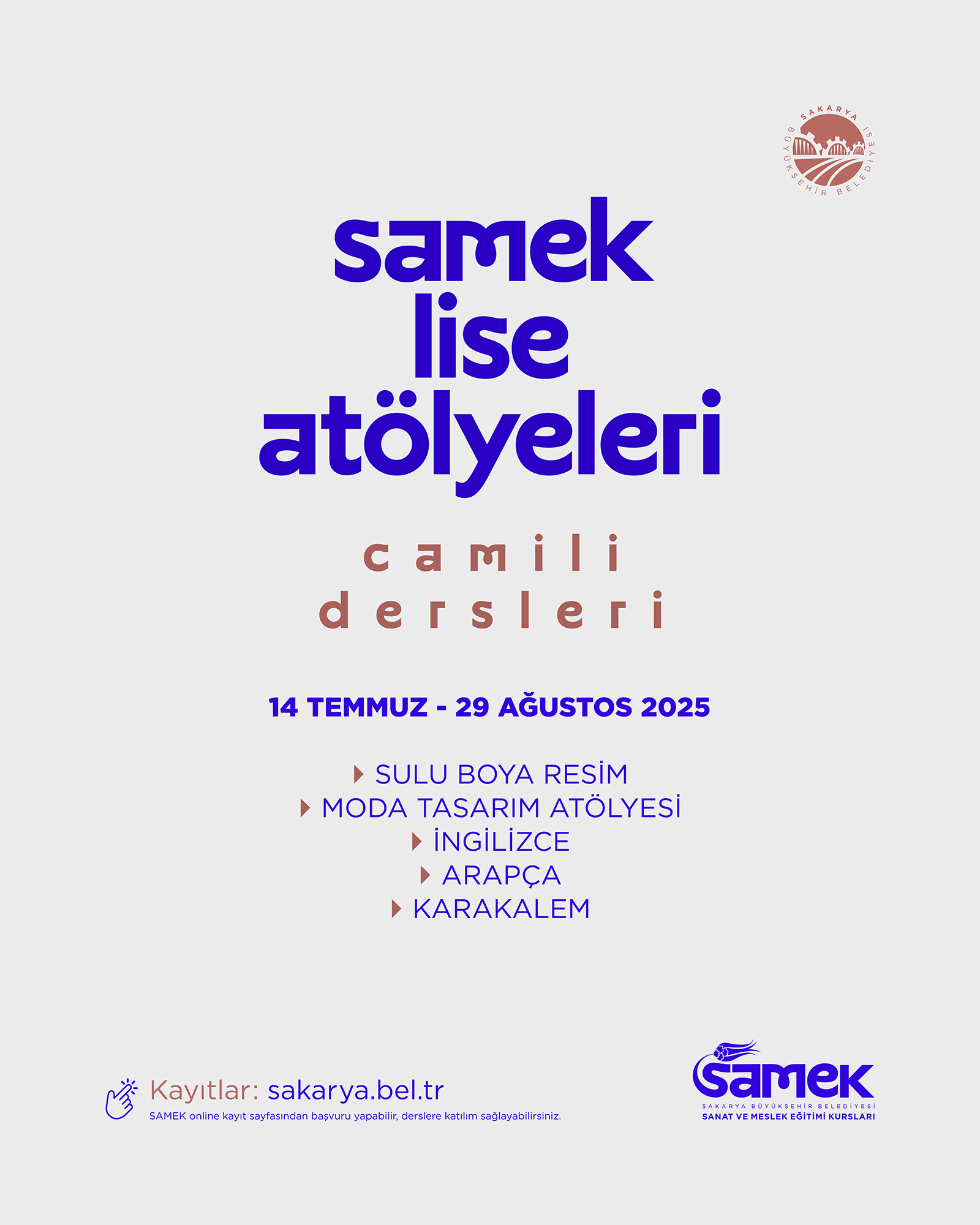 SAMEK Lise Atölyeleri’nde kayıtlar başladı
