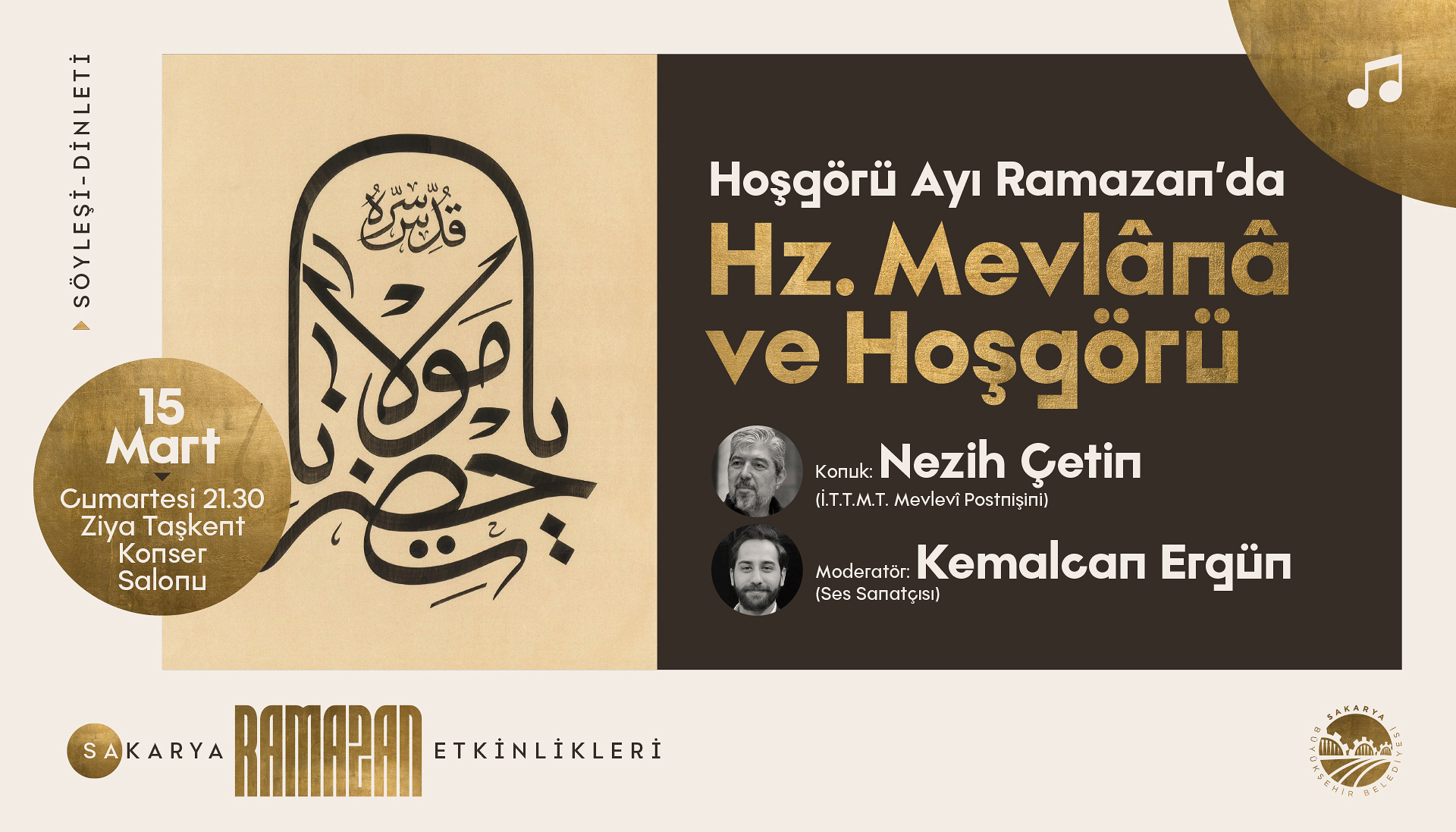 Ziya Taşkent’te bir Ramazan akşamı Hz. Mevlâna konuşulacak