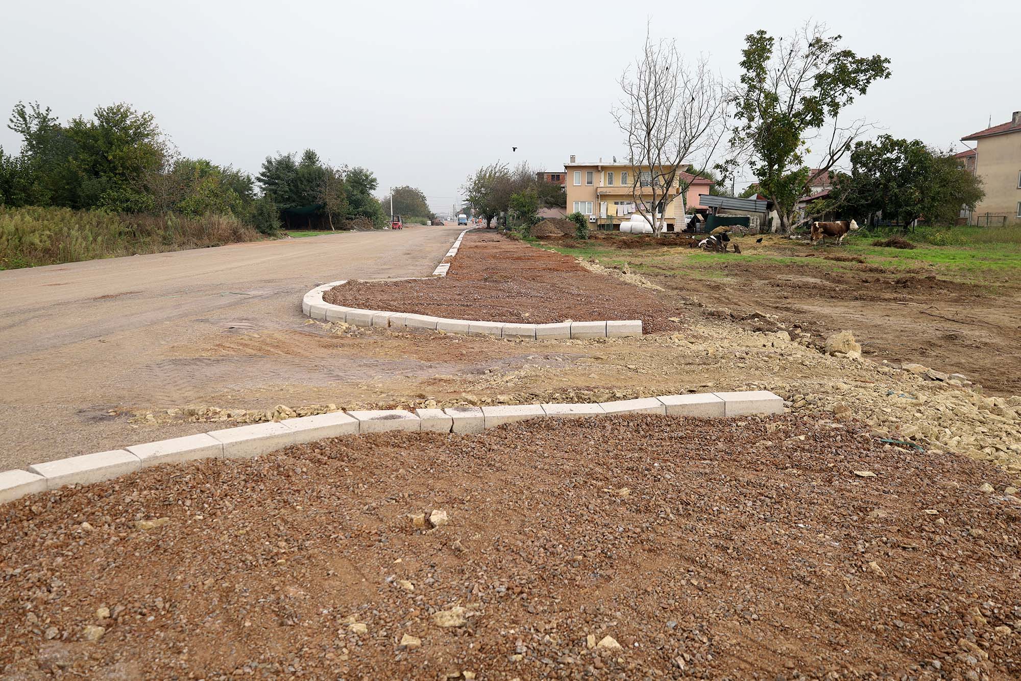 Hanlı-OSB duble yolunda önce kaldırım ve bisiklet yolu, ardından asfalta geçilecek