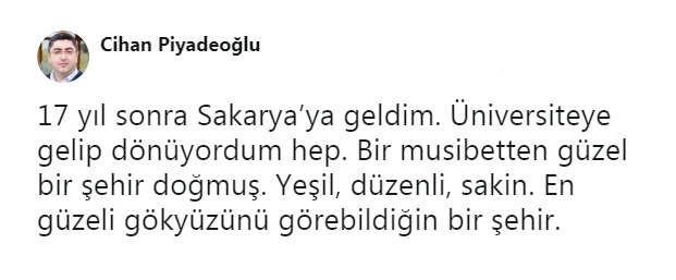 İstanbullu akademisyenden Sakarya övgüsü