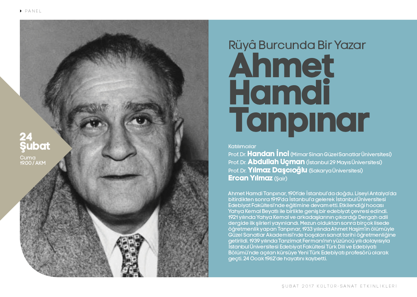 Ahmet Hamdi Tanpınar anılacak