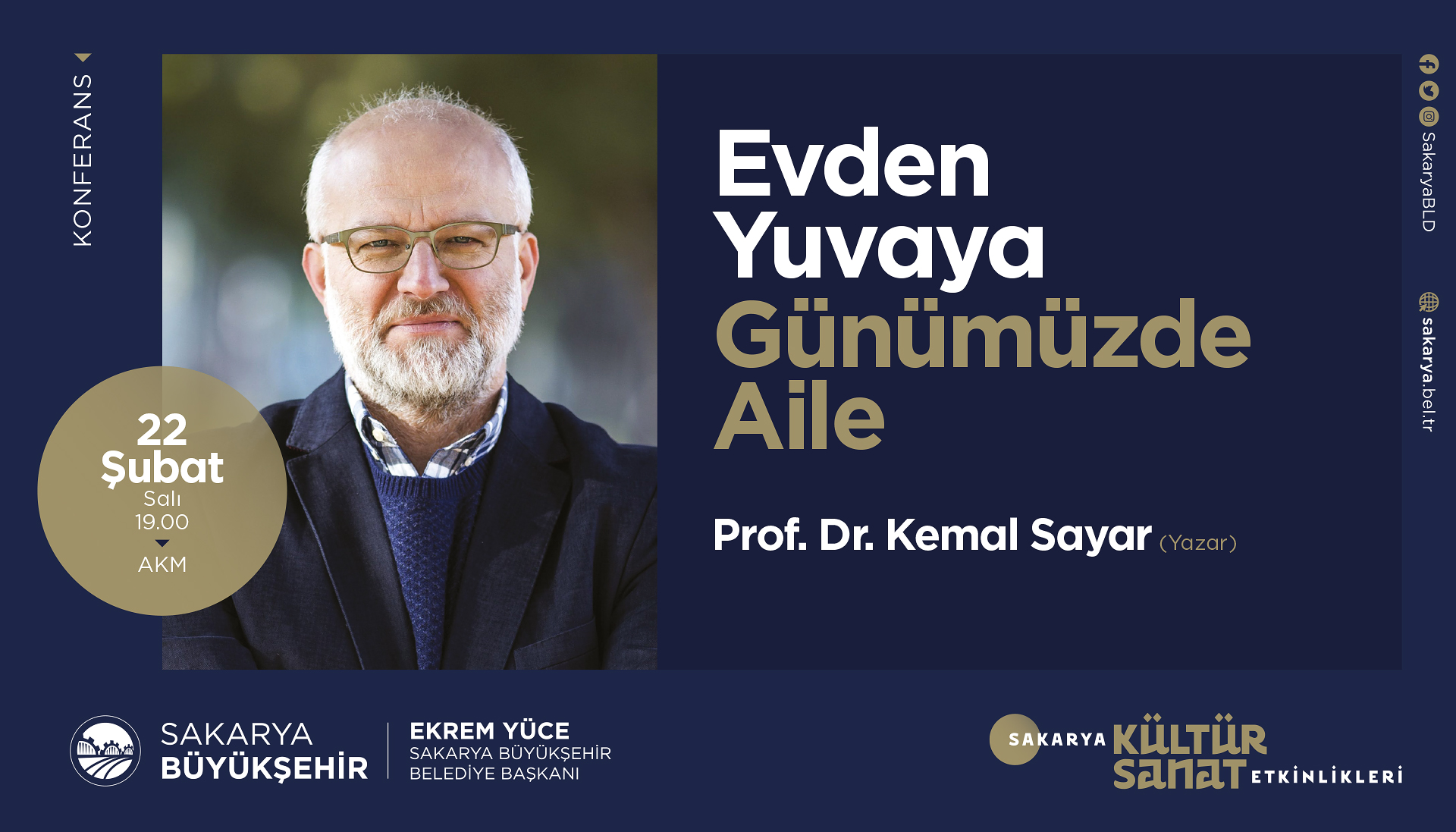 Prof. Dr. Kemal Sayar AKM’de ‘aileyi’ konuşacak