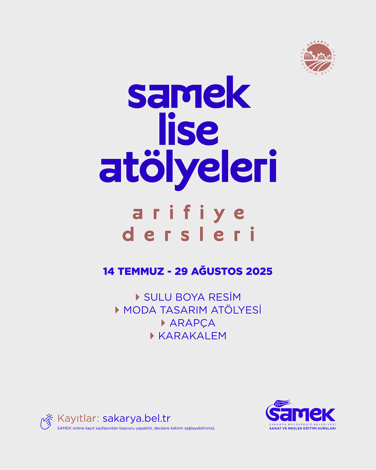SAMEK Lise Atölyeleri’nde kayıtlar başladı