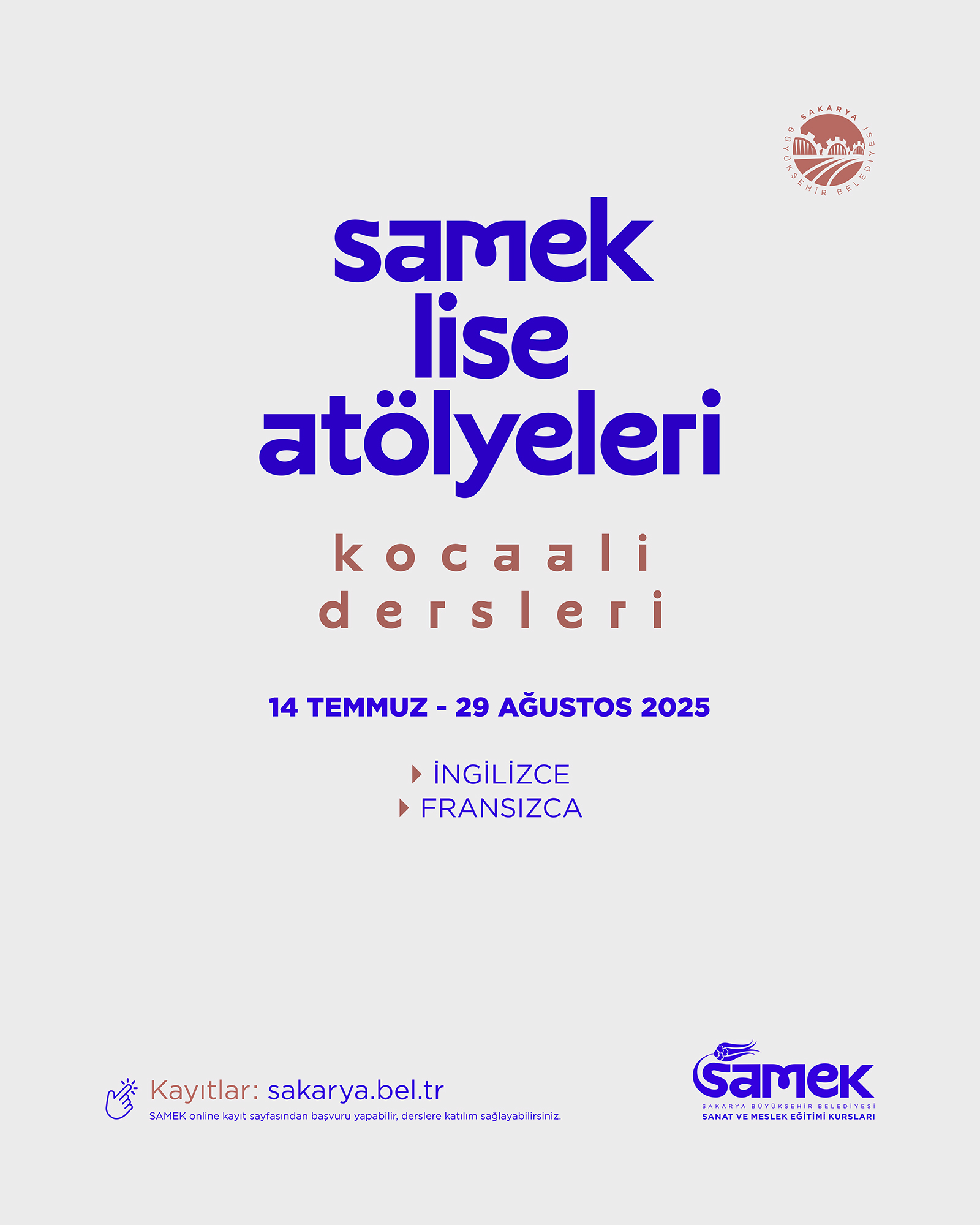 SAMEK Lise Atölyeleri’nde kayıtlar başladı