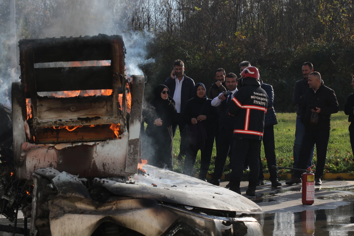 Büyükşehir’in şoförleri ‘ateş karşısında’ eğitim gördü