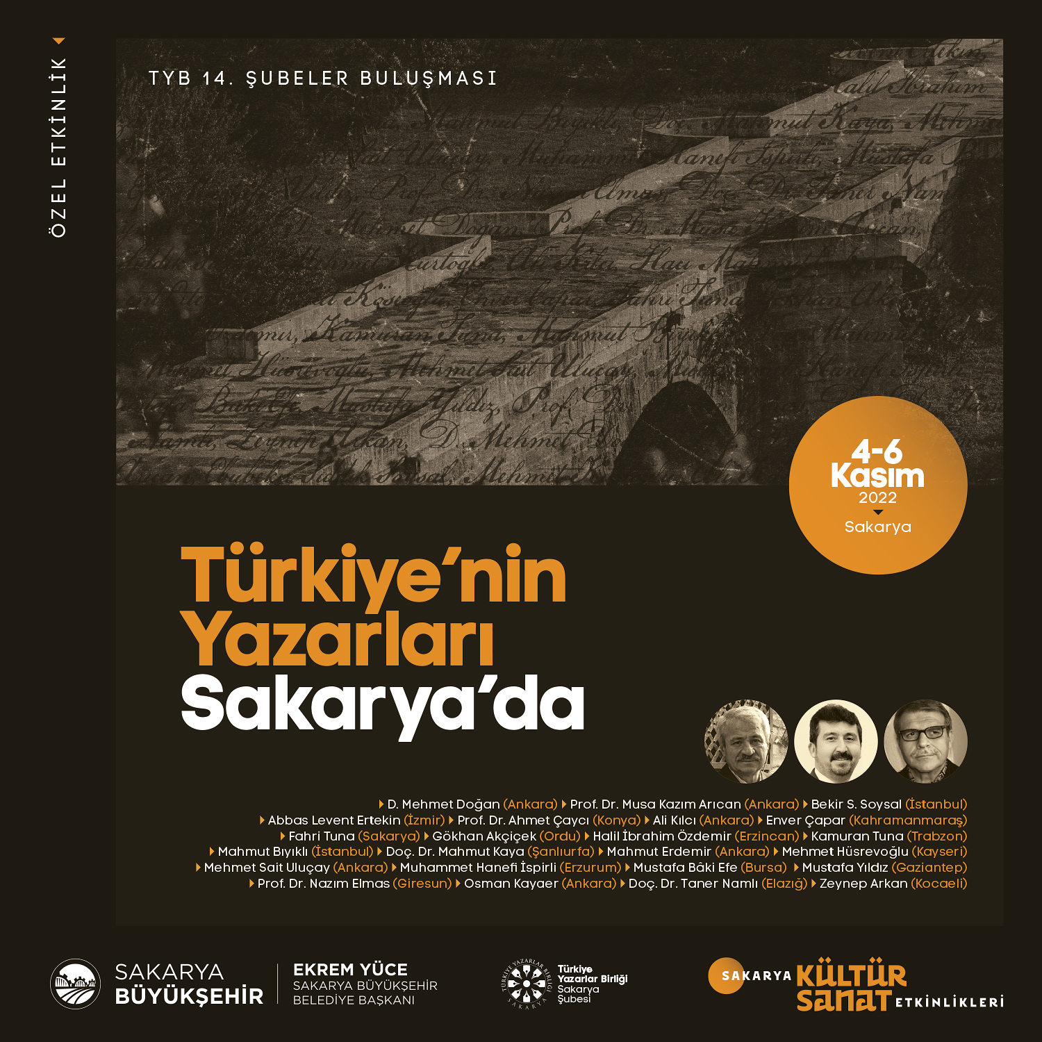 Türkiye’nin Yazarları Sakarya’da: 7 farklı bölgeden 23 şair ve yazar geliyor