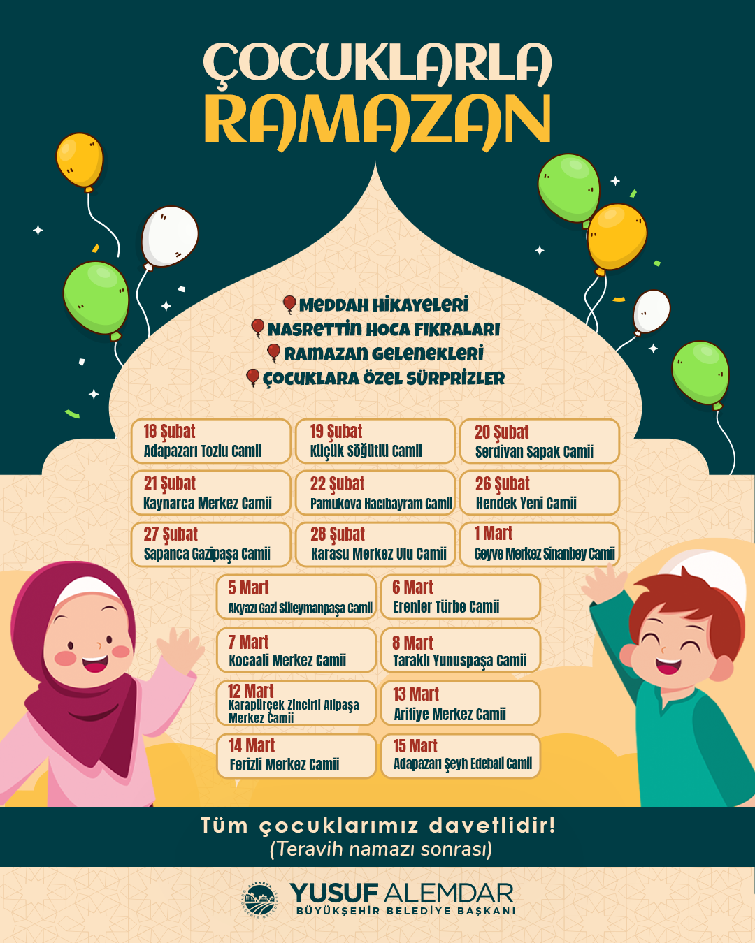 Büyükşehir’in “Çocuklarla Ramazan Neşesi” etkinlikleri şehir genelinde miniklerle buluşacak