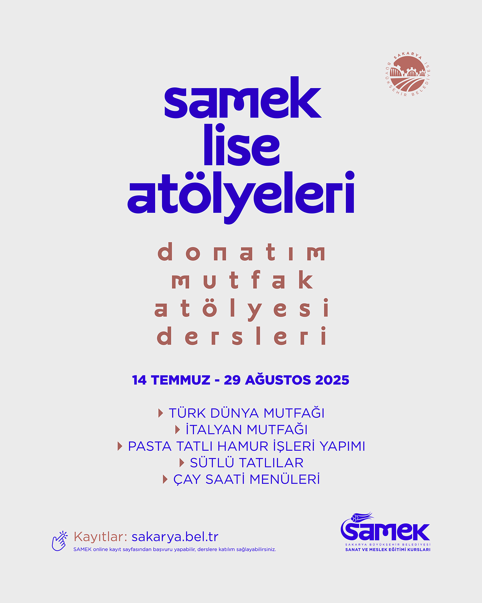 SAMEK Lise Atölyeleri’nde kayıtlar başladı