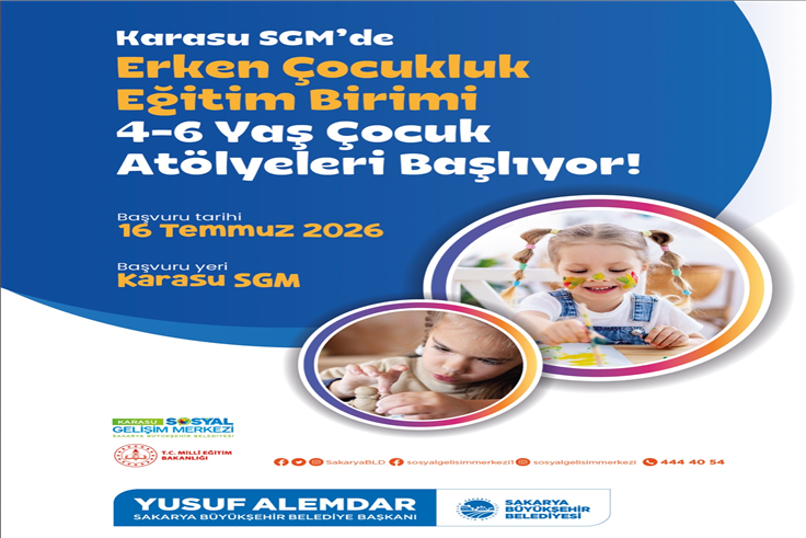 Karasu SGM’de 4-6 yaş çocuk atölyeleri için kayıtlar başlıyor