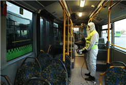 Toplu taşıma araçları dezenfekte edildi