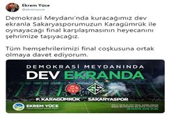 Başkan Yüce sosyal medyadan duyurdu. Final coşkusu Demokrasi Meydanında yaşanacak