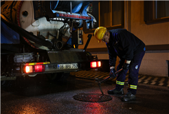 SASKİ, kuvvetli yağışa karşı tüm imkanları ile sabaha kadar sahadaydı